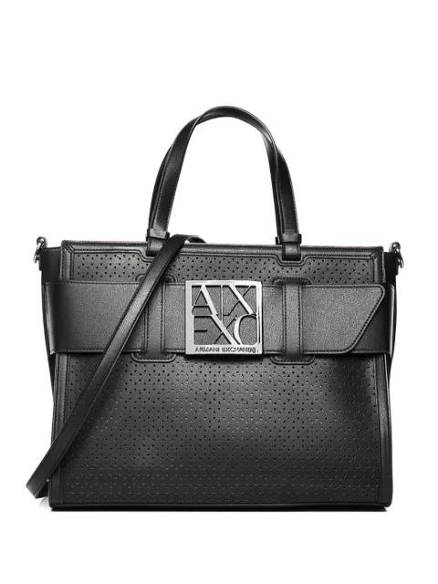 logo plaque perforated shoulder bag by ARMANI EXCHANGE