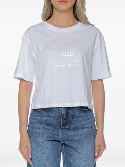logo-print cropped T-shirt by ARMANI EXCHANGE