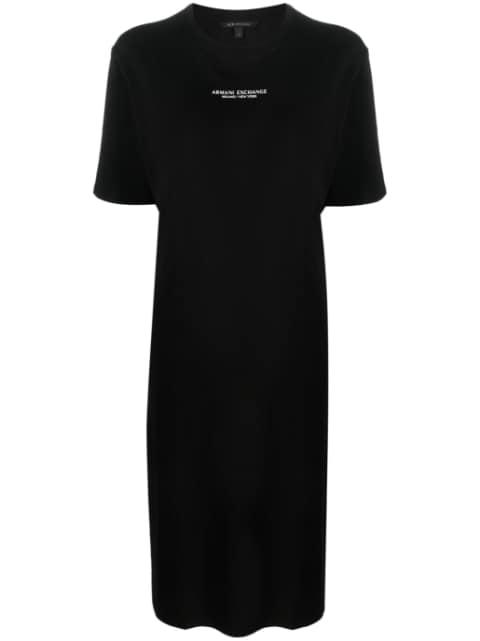 logo-print side-slit T-shirt dress by ARMANI EXCHANGE