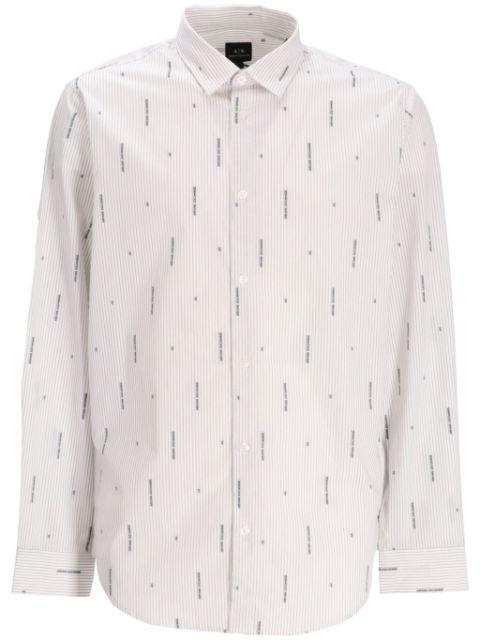 logo-print striped cotton shirt by ARMANI EXCHANGE