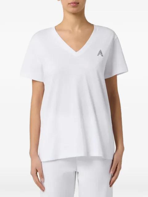 rhinestone-embellished V-neck T-shirt by ARMANI EXCHANGE