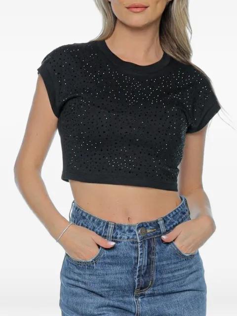 rhinestone-embellished cropped T-shirt by ARMANI EXCHANGE