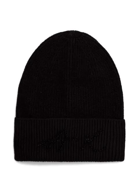 rhinestone-logo beanie hat by ARMANI EXCHANGE