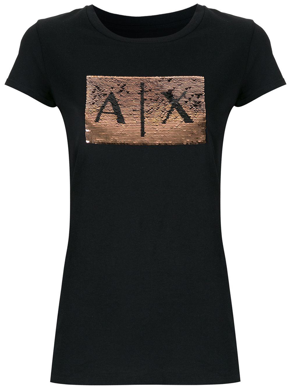 sequin-embellished crew-neck T-shirt by ARMANI EXCHANGE