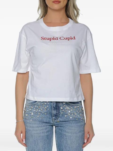 slogan-print cropped T-shirt by ARMANI EXCHANGE