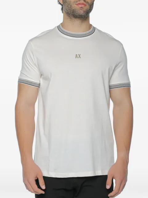 striped-trim logo-print T-shirt by ARMANI EXCHANGE