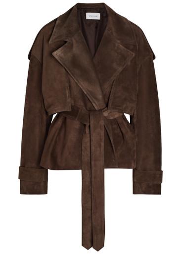 Flamina belted suede trench jacket by ARMARIUM