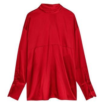 Women's Elide Silk Long-Sleeve Oversized-Fit Blouse by ARMARIUM