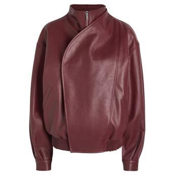 Women's Salma Leather Oversized-Fit Bomber Jacket by ARMARIUM