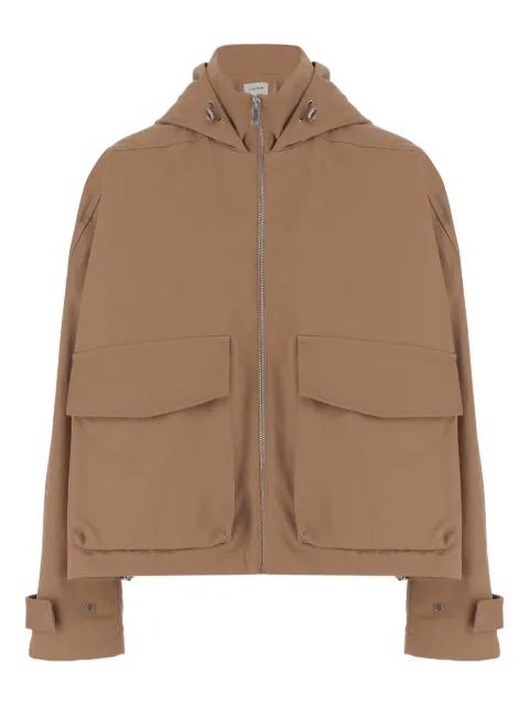 high-collar patch-pocket hoodied jacket by ARMARIUM