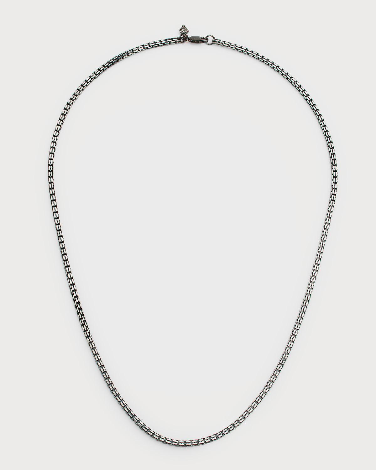 Men's Gunmetal Sterling Silver Box Chain Necklace by ARMENTA