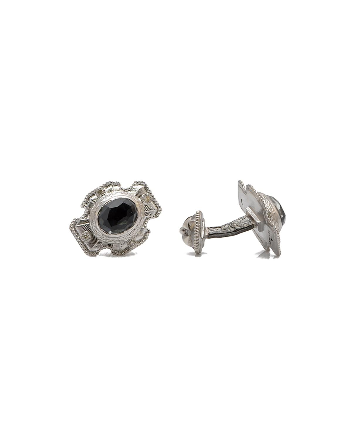 Men's Romero Oval Stone Cross Cufflinks w/ Diamonds by ARMENTA