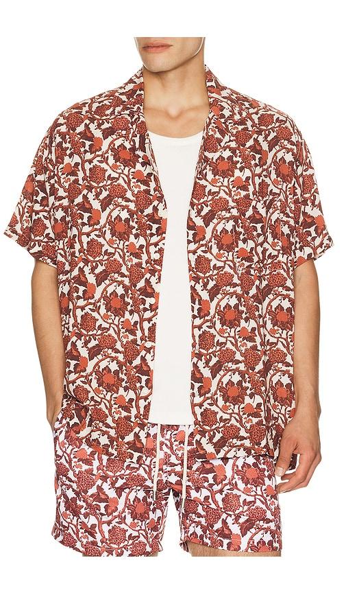 Arrels Barcelona Kabak x Lazaro Rosa-Violan Camp Collar Shirt in Eco Red in Red by ARRELS BARCELONA