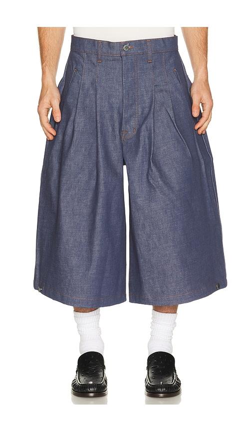 Art Community Diptych Japanese Denim Jort in Blue by ART COMMUNITY