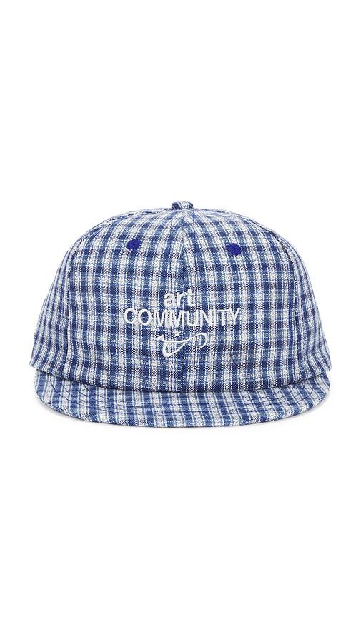 Art Community Plaid Short Brim Cap in Baby Blue by ART COMMUNITY
