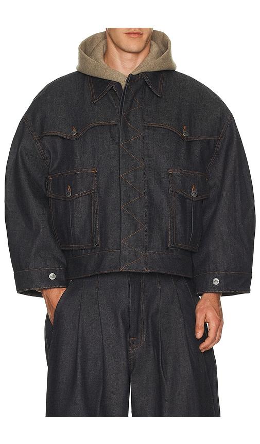 Art Community Reversible 7 Pocket Japanese Denim Jacket in Blue by ART COMMUNITY