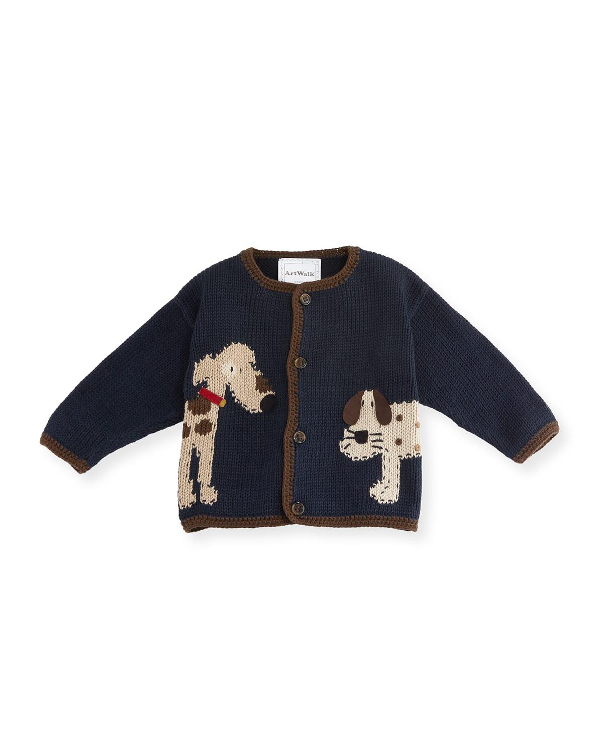 Woof Woof Cotton Button-Front Sweater, Blue, Size 6-24 Months by ART WALK Woof Woof Cotton Button-Front Sweater, Blue, Size 6-24 Months by ART WALK