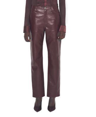 Cindy Recycled Leather Slim Jeans in Port Wine by AS BY DF