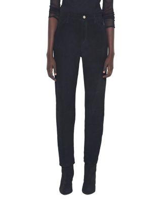 Cindy Supersuede Slim Leather Jeans in Black by AS BY DF
