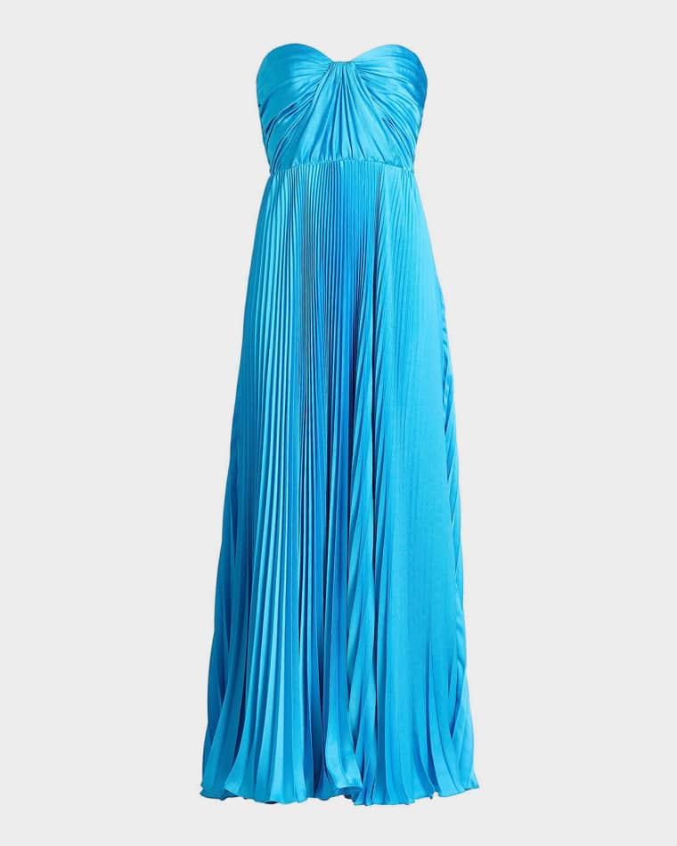 Daniela Pleated Satin Gown by AS IT MAY
