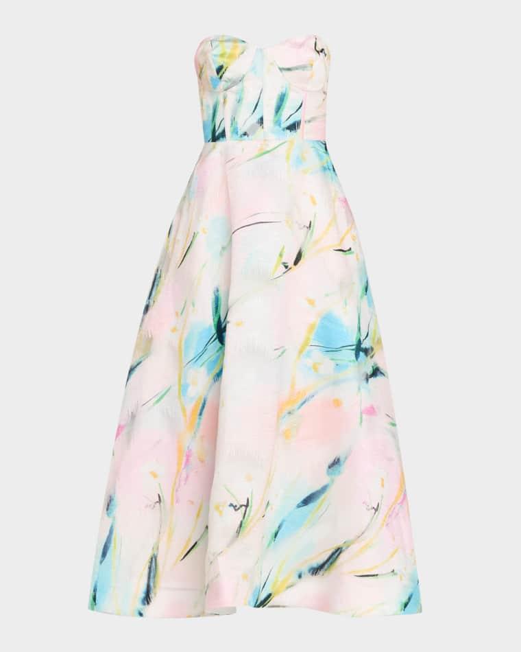 Mika Strapless Jacquard Midi Dress by AS IT MAY