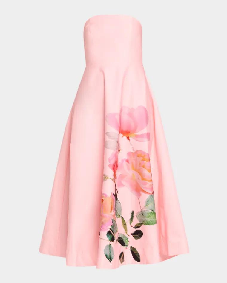 Strapless Floral-Print Midi Dress by AS IT MAY