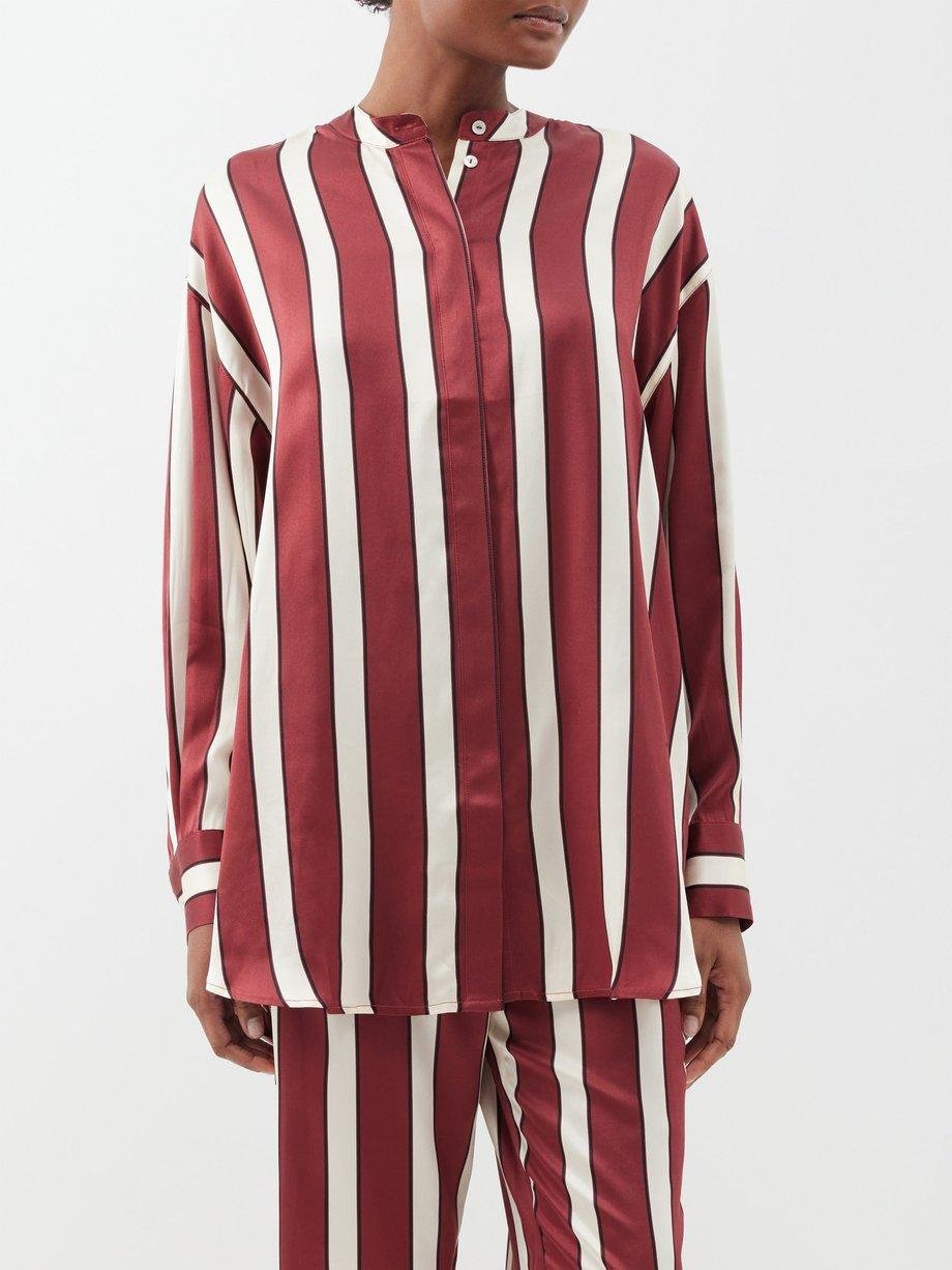 Mantera striped-silk pyjama shirt by ASCENO
