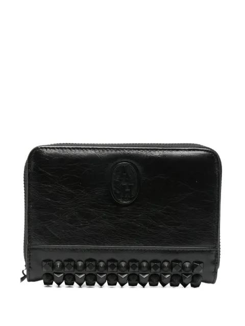 stud-embellished crinkled-leather wallet by ASH