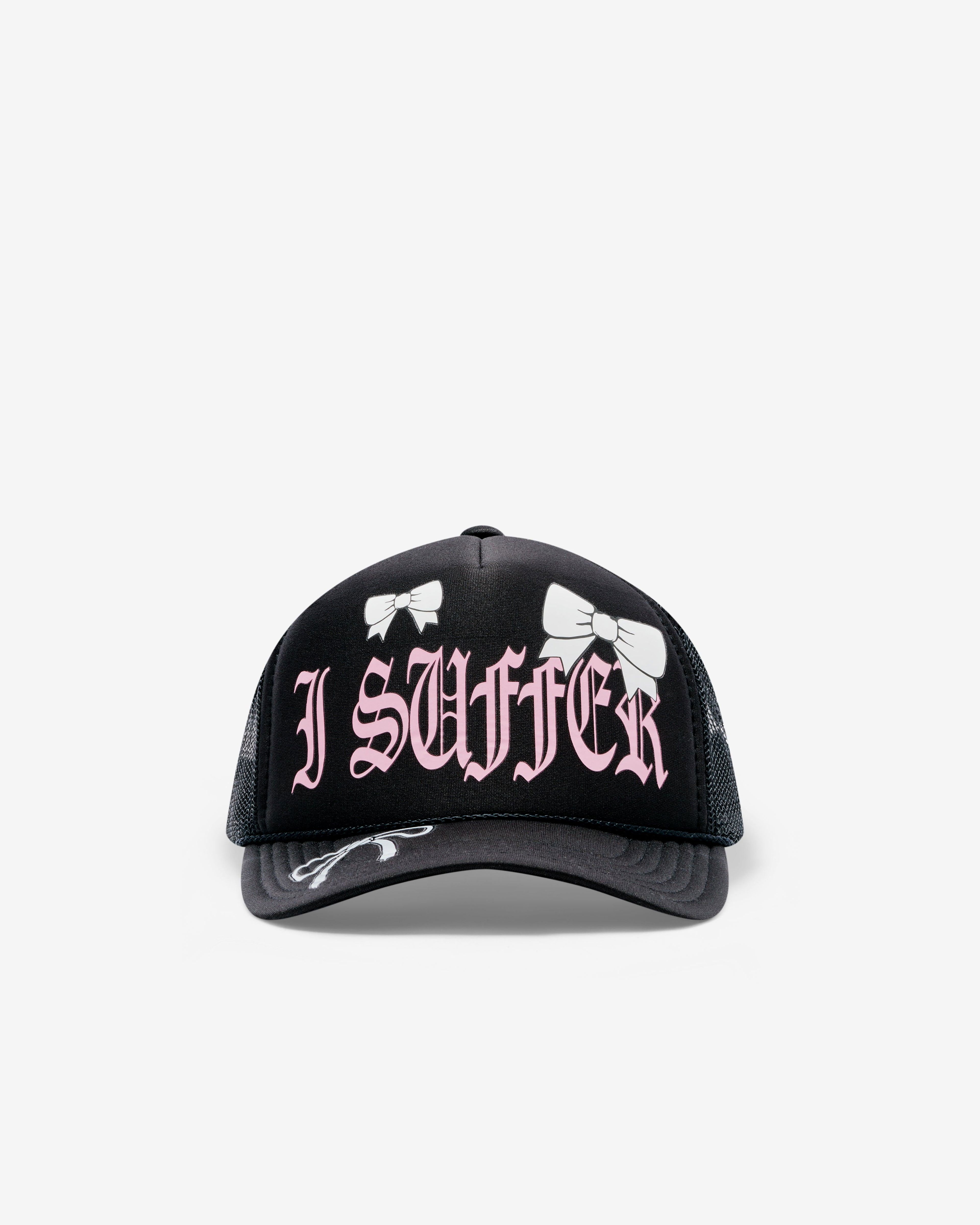 Ashley Williams - Women's I Suffer Trucker Cap - (Black/Pink) by ASHLEY WILLIAMS