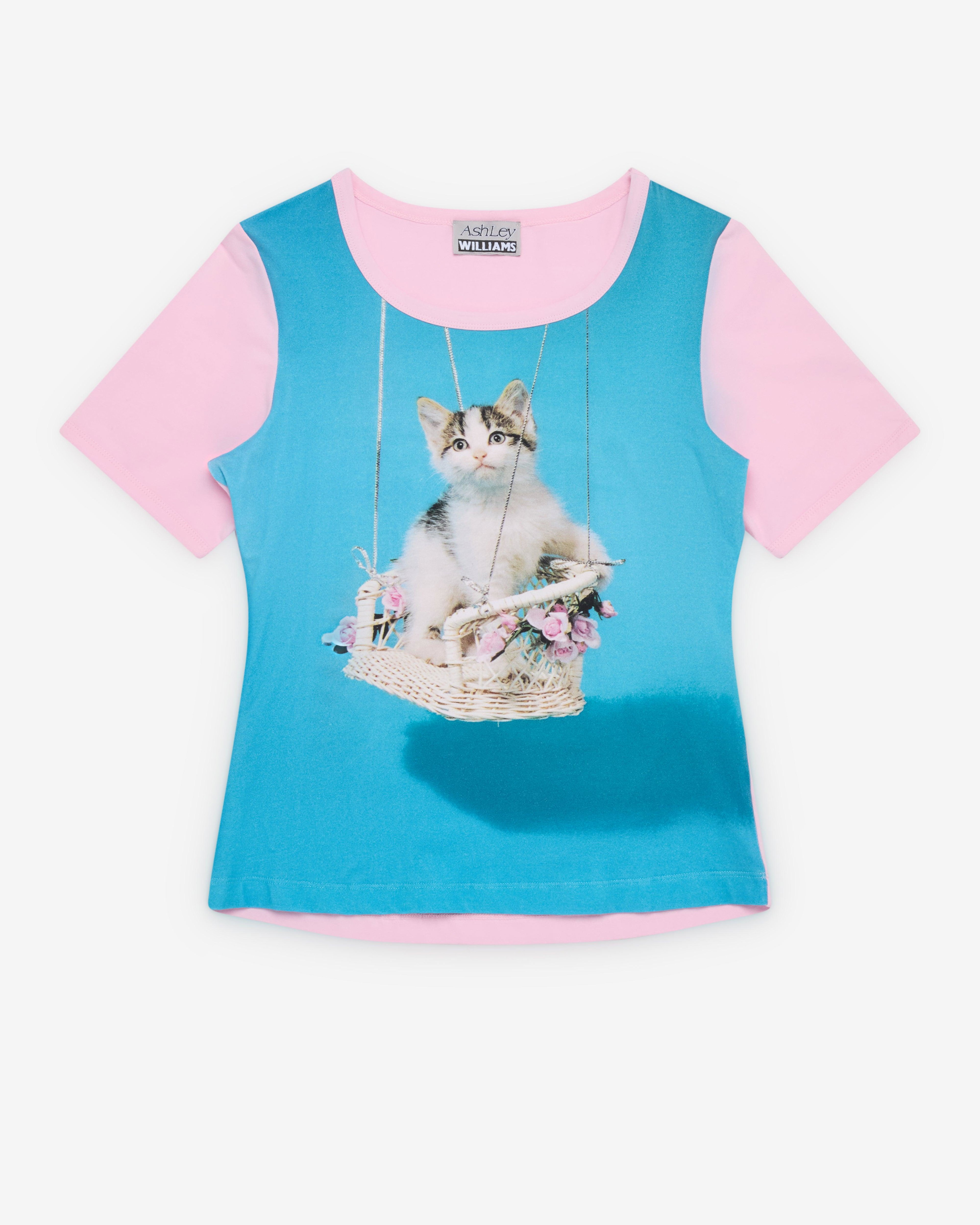 Ashley Williams - Women's Kitten Baby Tee - (Pink/Blue) by ASHLEY WILLIAMS