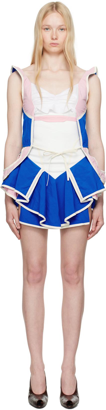 Blue & Pink Diana Minidress by ASHLEY WILLIAMS