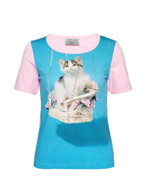 kitten-print panelled T-shirt by ASHLEY WILLIAMS