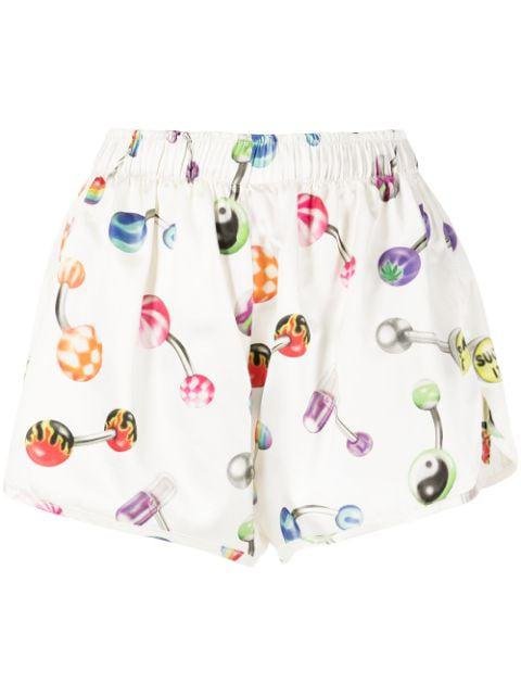 piercings graphic-print shorts by ASHLEY WILLIAMS