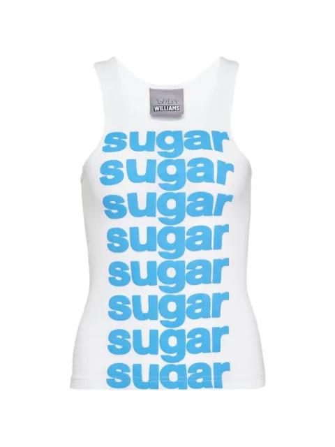 slogan-print ribbed tank top by ASHLEY WILLIAMS