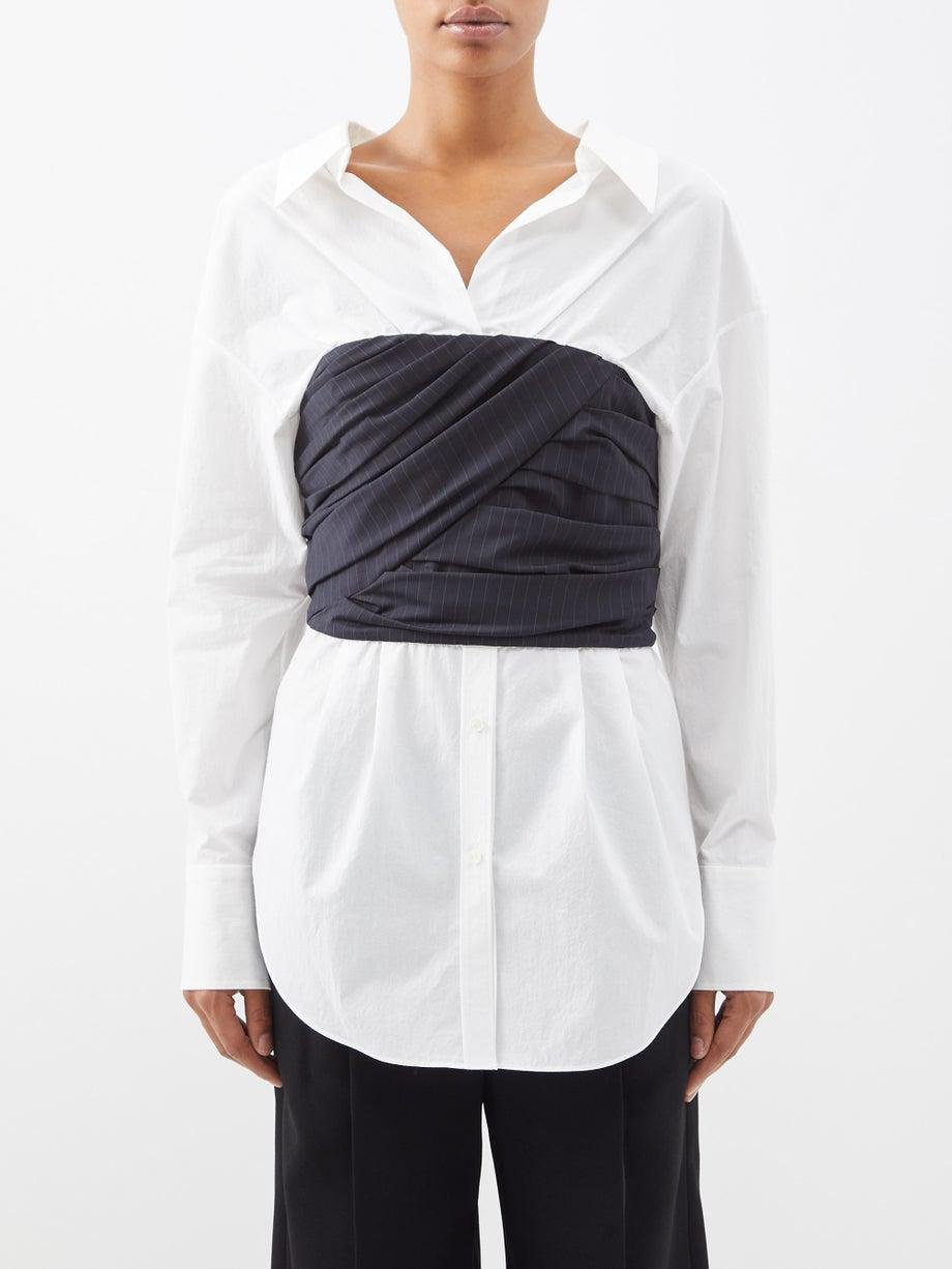 Danica ruched-panel cotton-poplin shirt by ASHLYN