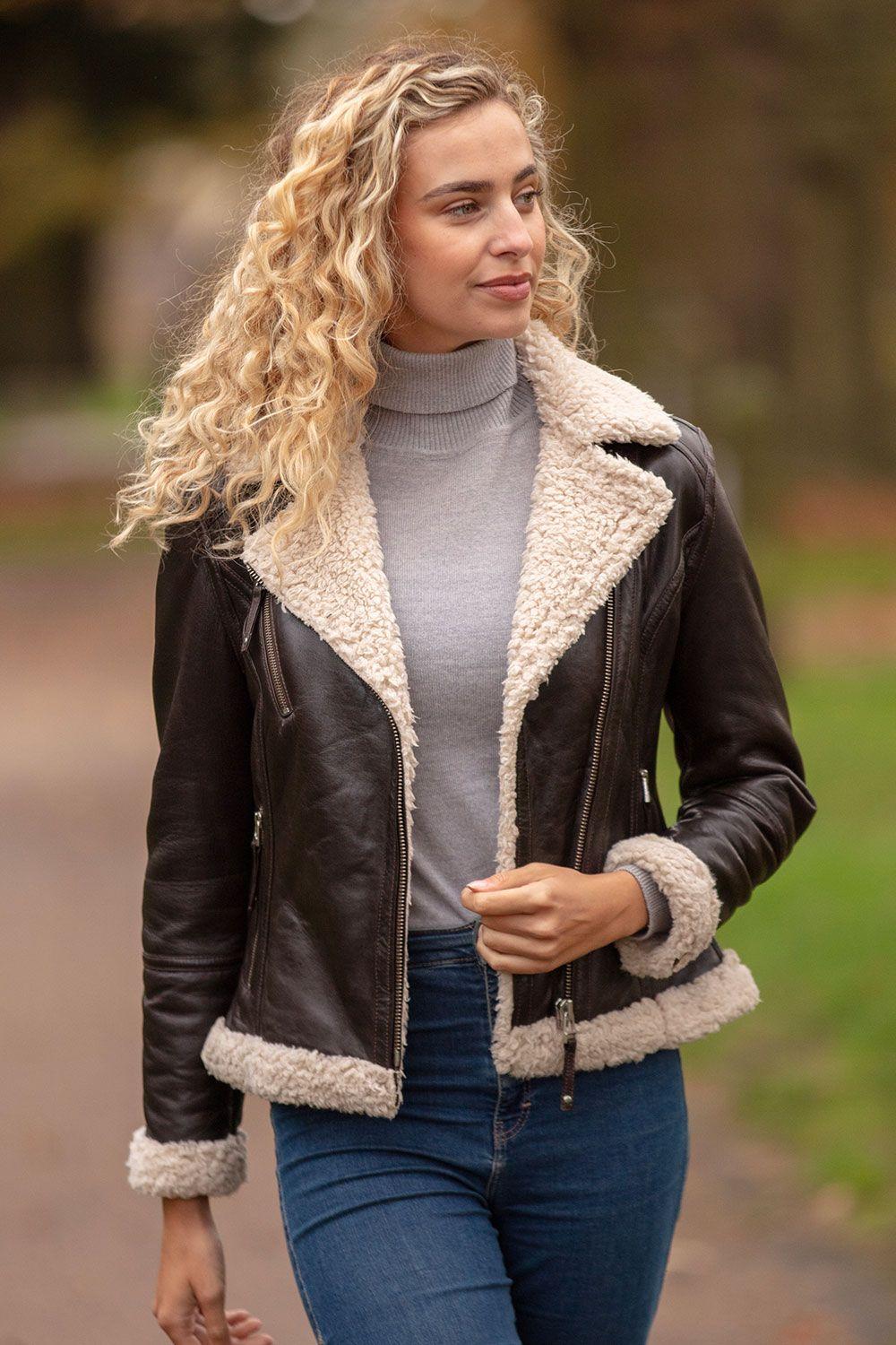 '2418' Ladies Leather Biker Jacket with Faux Fur by ASHWOOD LEATHER '2418' Ladies Leather Biker Jacket with Faux Fur by ASHWOOD LEATHER