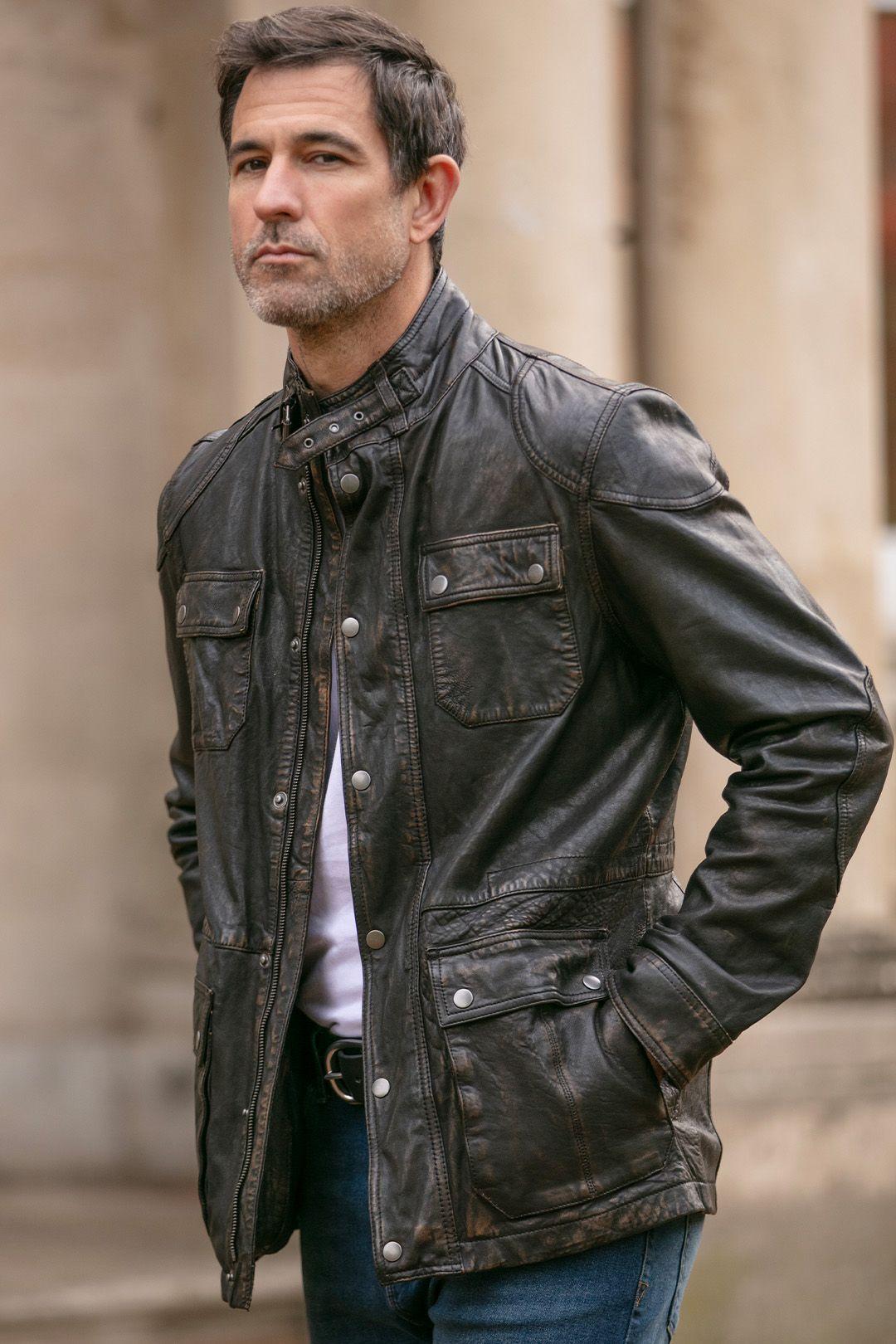 'AMJ-5' Real Leather Safari Jacket by ASHWOOD LEATHER