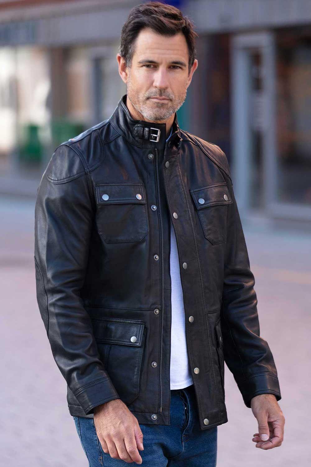 'AMJ-5' Real Leather Safari Jacket by ASHWOOD LEATHER