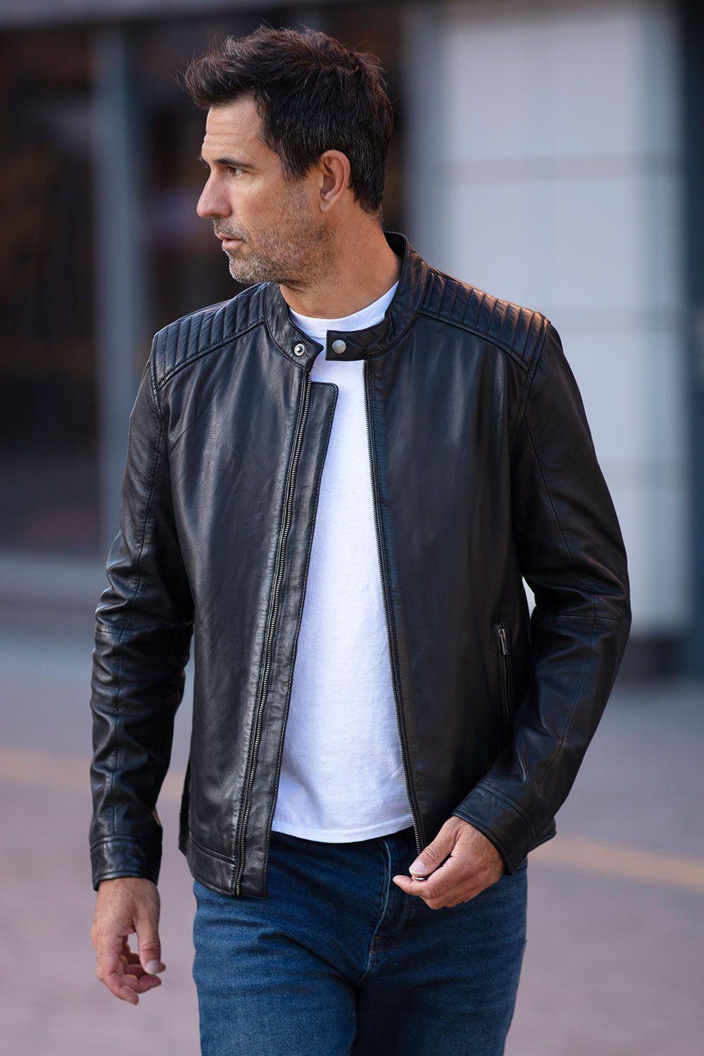 'AMJ-8' Real Leather Biker Jacket by ASHWOOD LEATHER