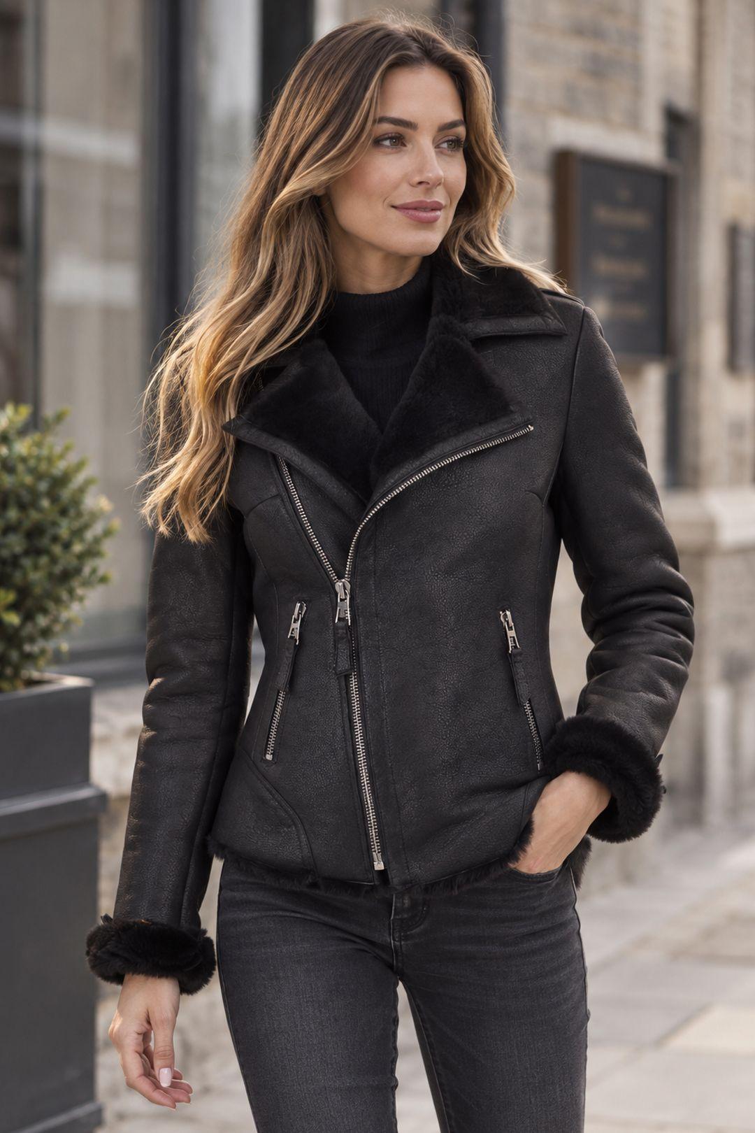 'Alayna' Womens Luxury Shearling Jacket by ASHWOOD LEATHER