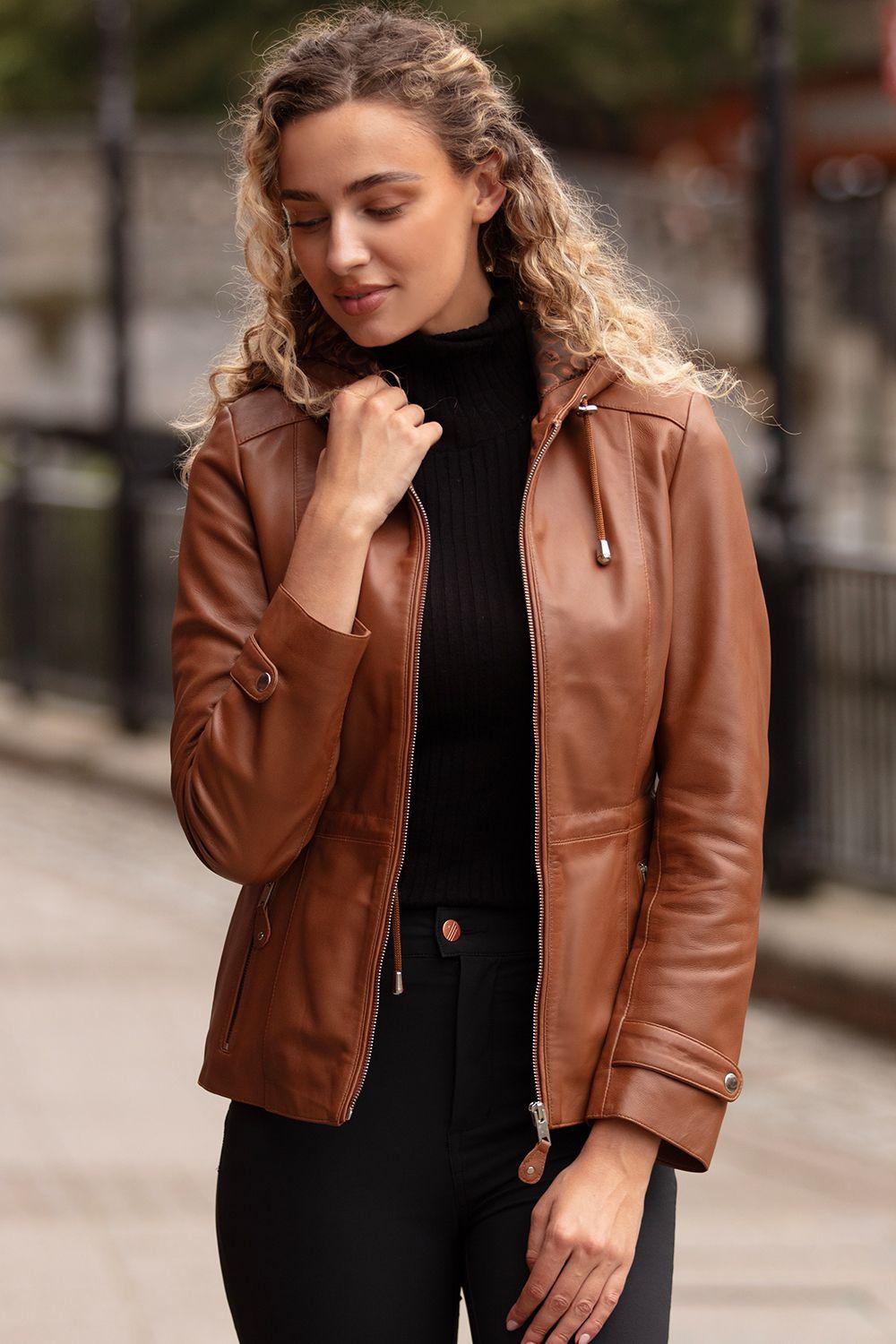 'Anne' Leather Jacket with Adjustable Waist String by ASHWOOD LEATHER