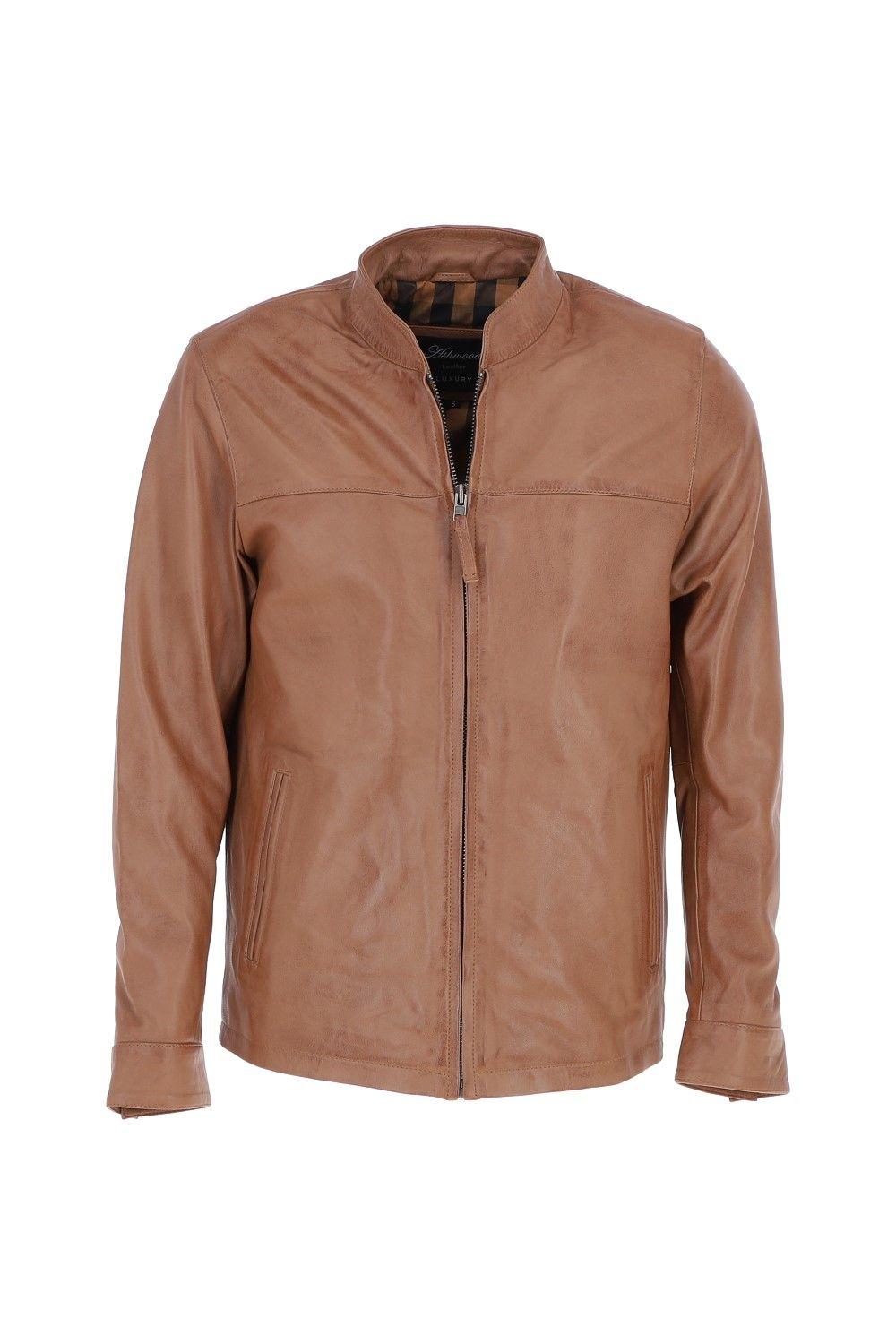 'Cooper' Real Leather Casual Jacket with Mandarin Collar by ASHWOOD LEATHER