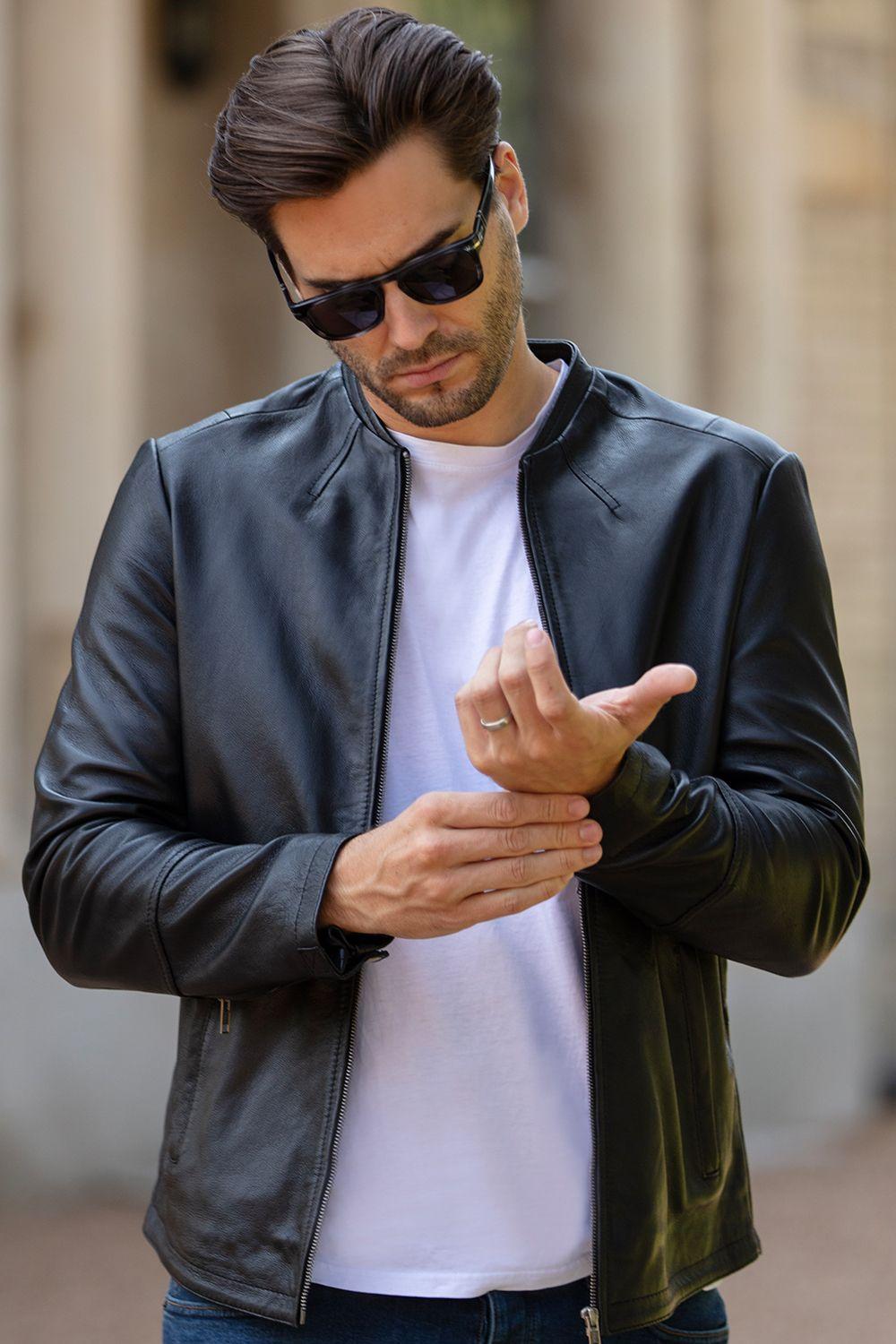 'Fons' Leather Slim Fit Biker Jacket by ASHWOOD LEATHER