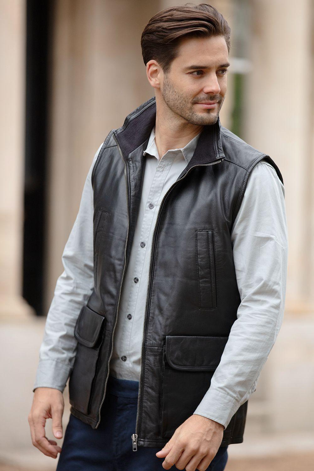 'Lums' Genuine Leather Classic Zip-Up Waistcoat by ASHWOOD LEATHER