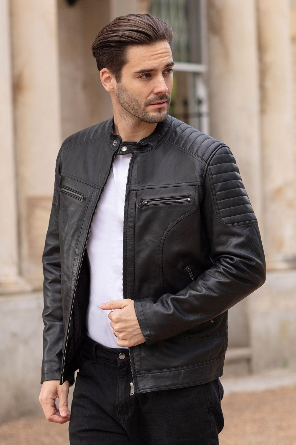 'Montaro' Real Leather Biker Jacket by ASHWOOD LEATHER