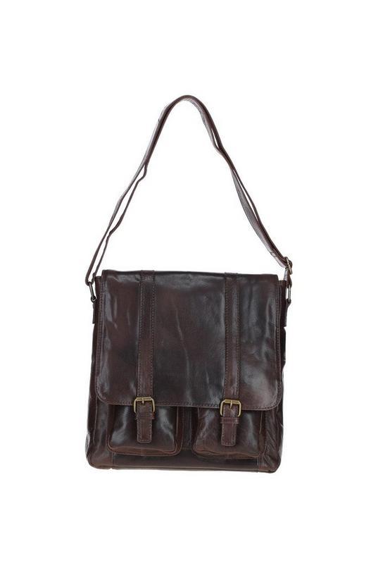 Real Leather Messenger Bag with Front Buckle Pockets by ASHWOOD LEATHER Real Leather Messenger Bag with Front Buckle Pockets by ASHWOOD LEATHER