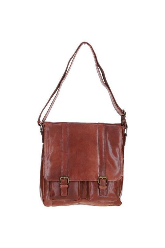 Real Leather Messenger Bag with Front Buckle Pockets by ASHWOOD LEATHER Real Leather Messenger Bag with Front Buckle Pockets by ASHWOOD LEATHER