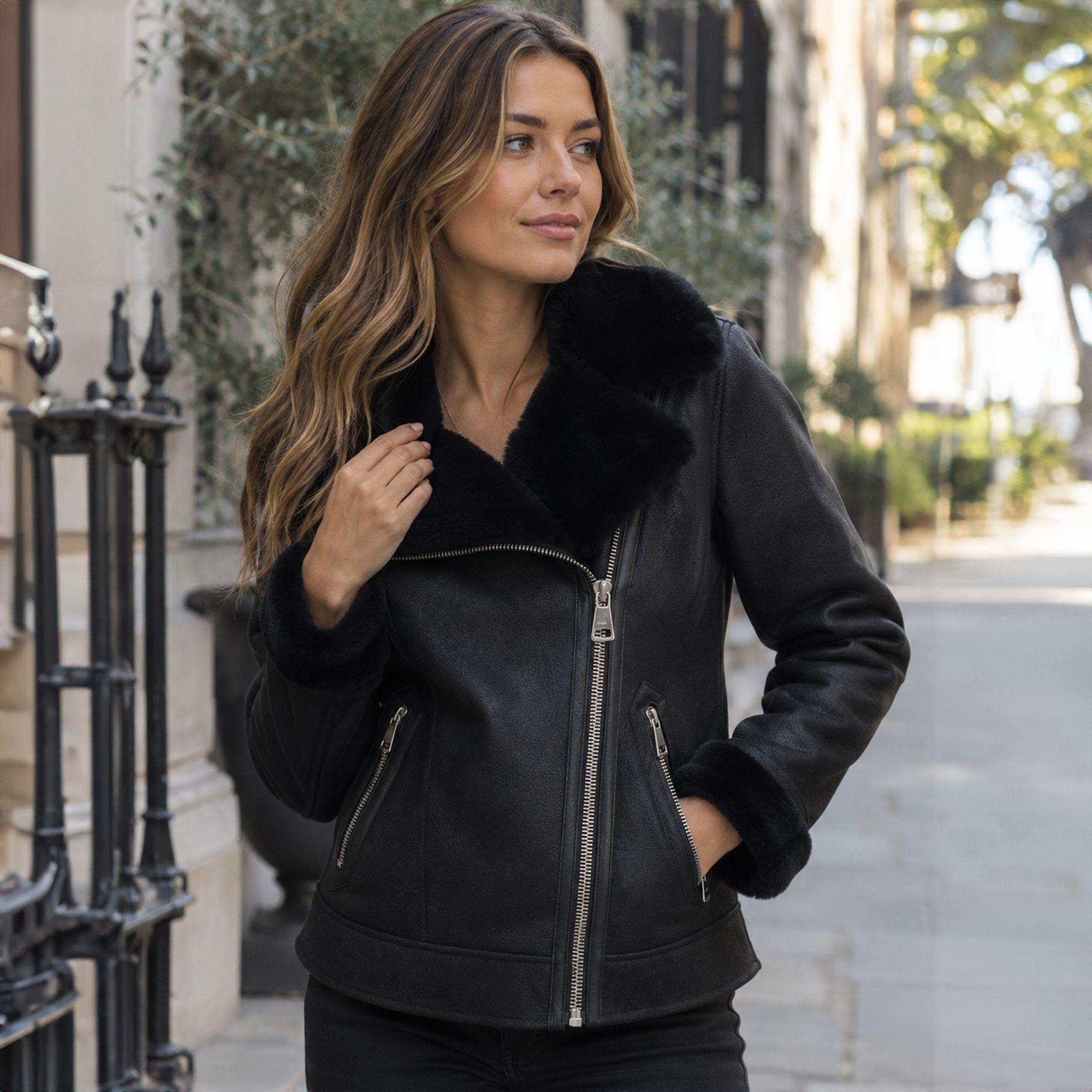 Real Sheepskin Luxurious Shearling Biker Style Jacket by ASHWOOD LEATHER