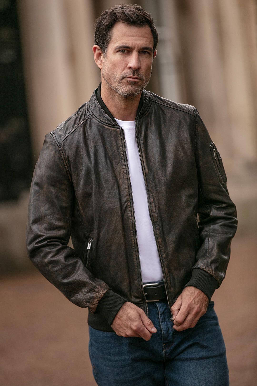 'Samos' Real Leather Bomber Jacket by ASHWOOD LEATHER