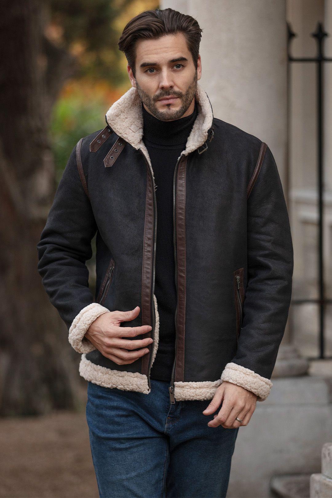 'Snew' Real Leather Loose Fit Jacket With Faux Fur Lining & Collar by ASHWOOD LEATHER